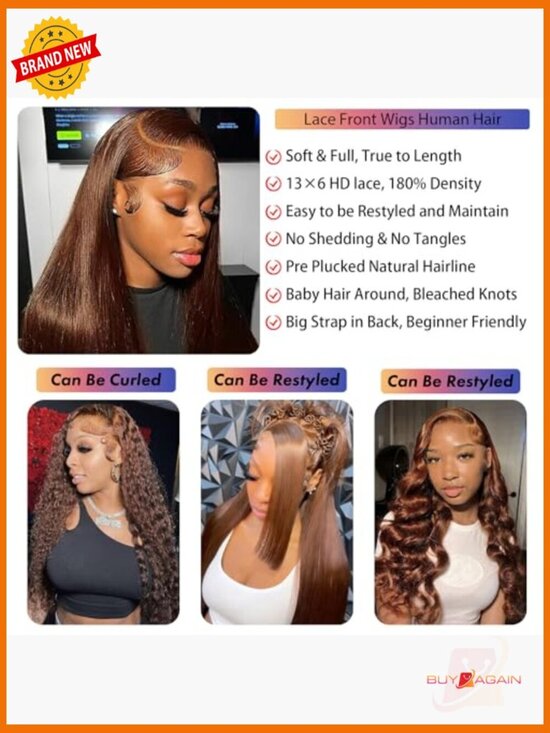 26 Inch Straight Human Hair Wig 13x6 HD Lace Front Glueless Pre Plucked 180% main image 6